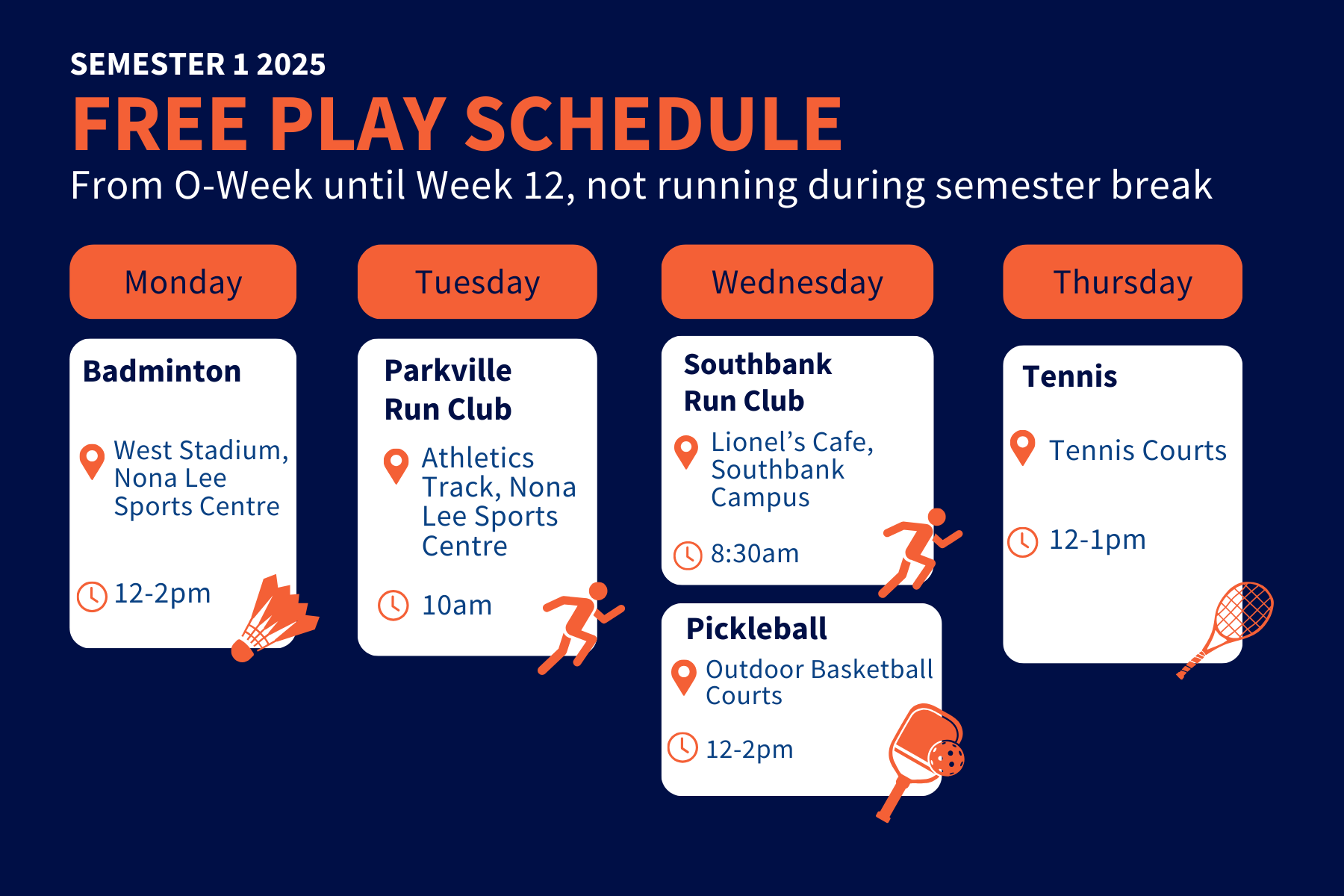 Free play schedule S1 2025