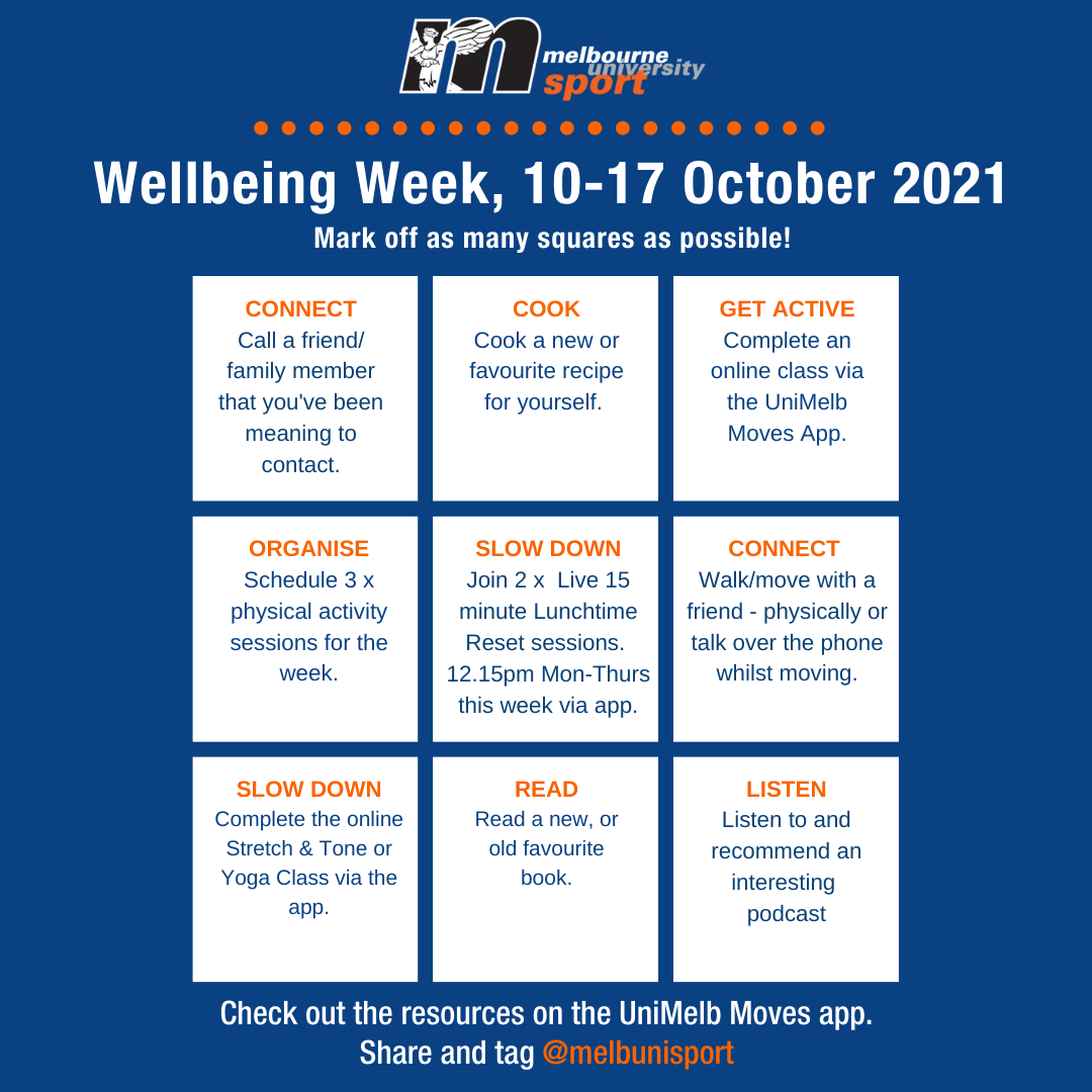 Wellbeing Week Melbourne University Sport